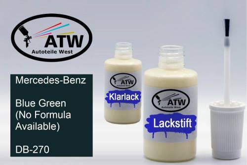 Mercedes-Benz, Blue Green (No Formula Available), DB-270: 20ml Lackstift + 20ml Klarlack - Set, von ATW Autoteile West.